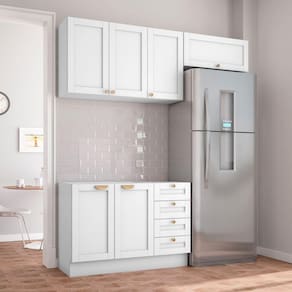 Cozinha Modulada 3 Peças Sem Tampo 2 Aéreos 1 Balcão Arizona CabeCasa MadeiraMadeira Branco