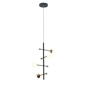 Pendente Bivolt Fuxico Bella Iluminação Dourado/Preto/Branco