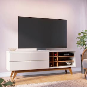Rack Para TV até 70 Polegadas com Nicho 2 Portas Noronha Colibri Off White Matte/Freijó