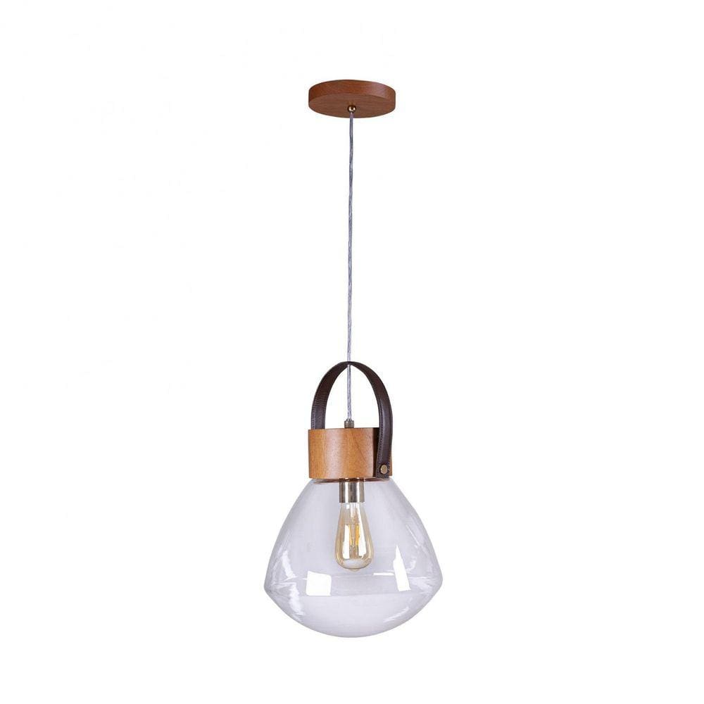 Pendente Lâmpadari Vidro Medio Cristal Madelustre Castanho