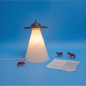 Luminária de Mesa Ovni Branco e Cinza