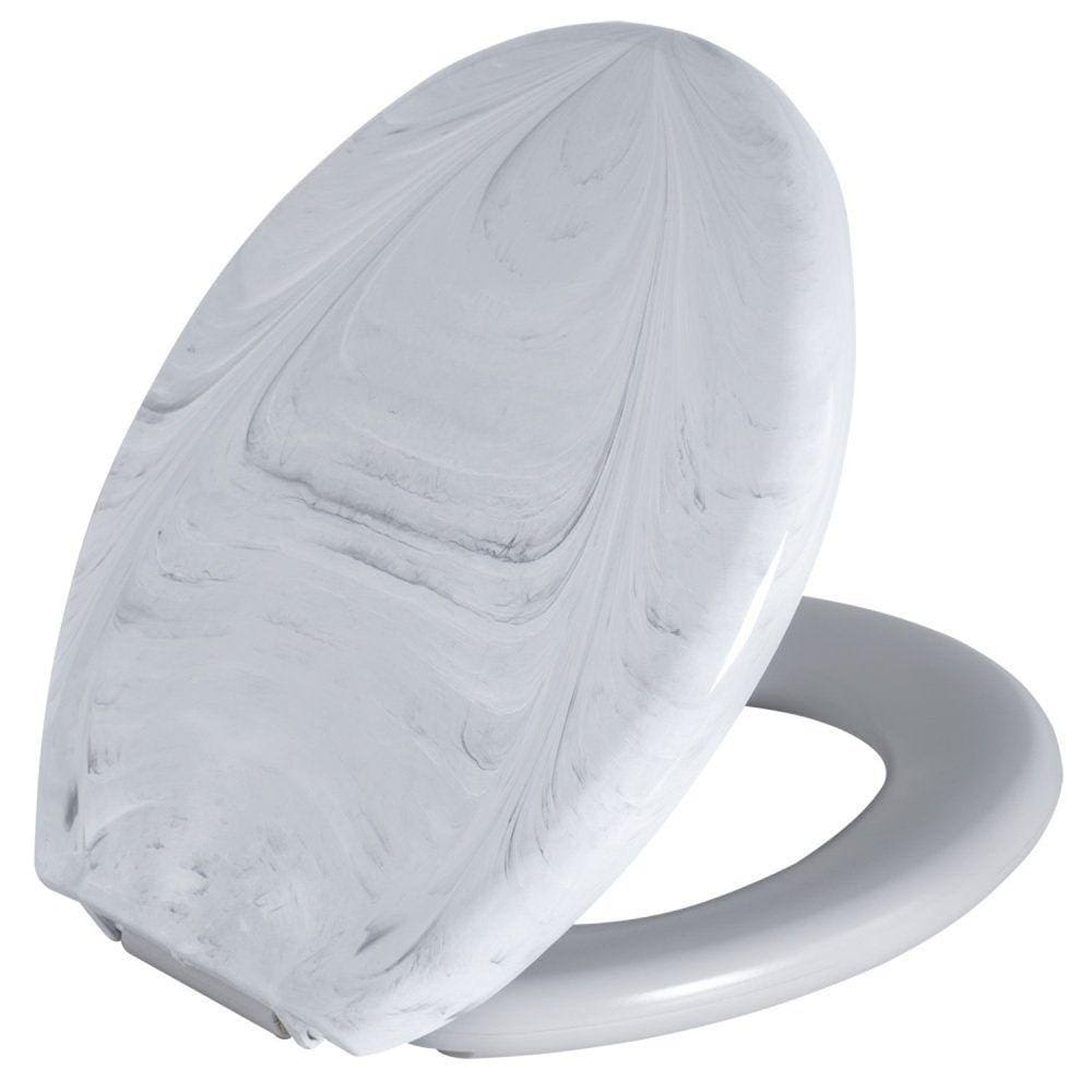 Assento Sanitário Oval Almofadado Marmorizado Astra Branco Marmorizado