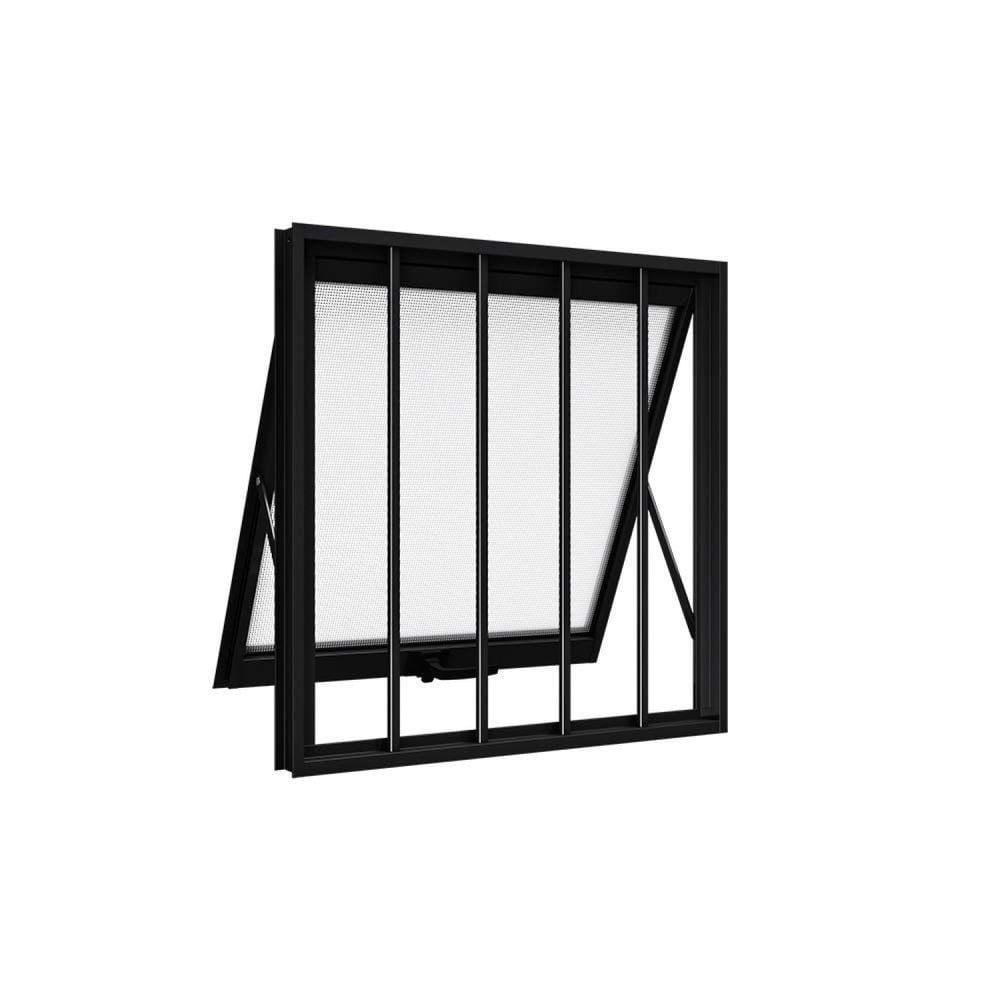 Janela de Aluminio Maxim-ar com Grade 60x80cm Lucasa Preto
