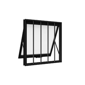 Janela de Aluminio Maxim-ar com Grade 60x60cm Lucasa Preto
