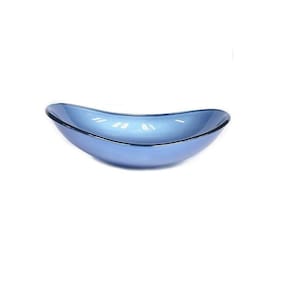 Cuba de Vidro para Lavatório Oval 47cm Azul