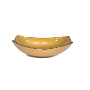 Cuba de Vidro para Lavatório Oval Chanfrada 46cm Dourado Real