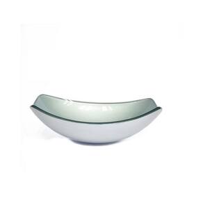 Cuba de Vidro para Lavatório Oval Chanfrada 46cm Prata