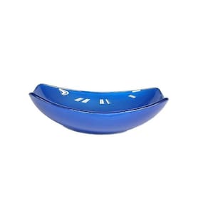 Cuba de Vidro para Lavatório Oval Chanfrada 46cm Azul Escuro