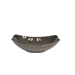 Cuba de Vidro para Lavatório Oval Chanfrada 46cm Marrom
