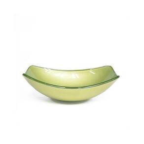 Cuba de Vidro para Lavatório Oval Chanfrada 46cm Verde Oliva