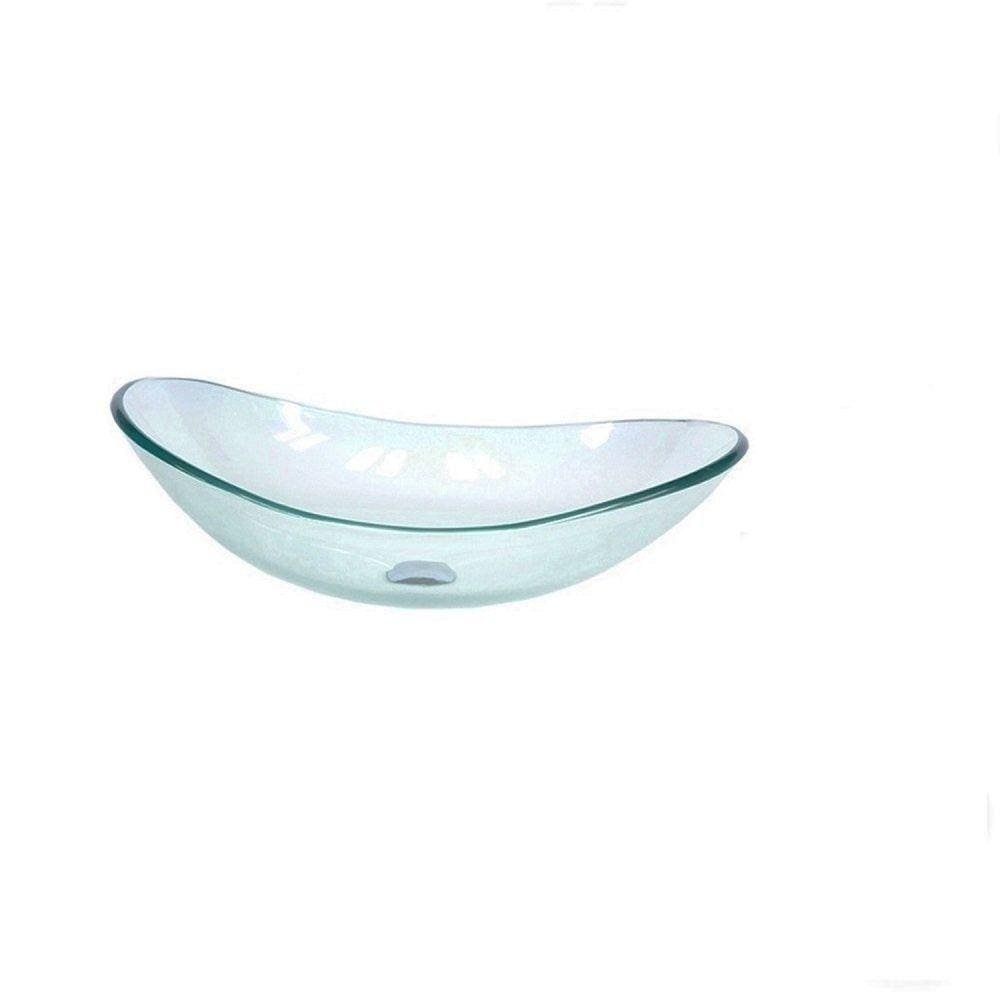 Cuba de Vidro para Lavatório Oval 55cm Jateada