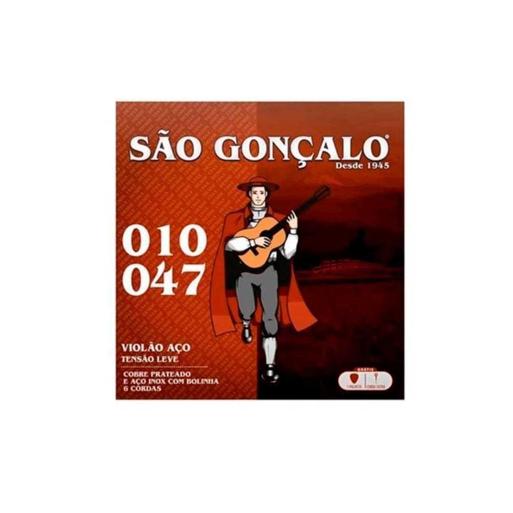 Jogo De Cordas Violão Aço Com Bolinha 010&quot; 047&quot; São Gonçalo [f108]