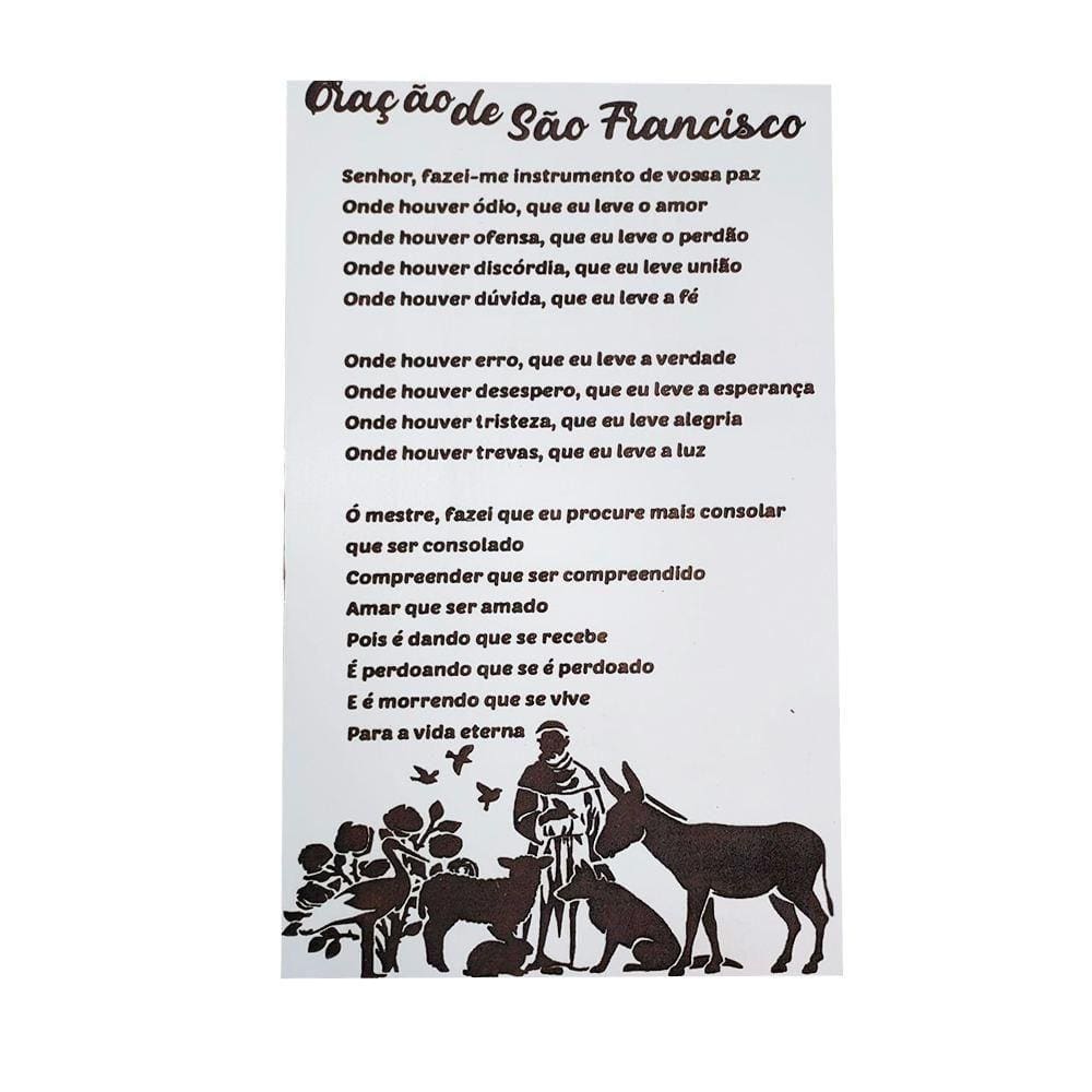 Quadro Oração De São Francisco De Assis Em Mdf 50x30 Cm Branco [f031]