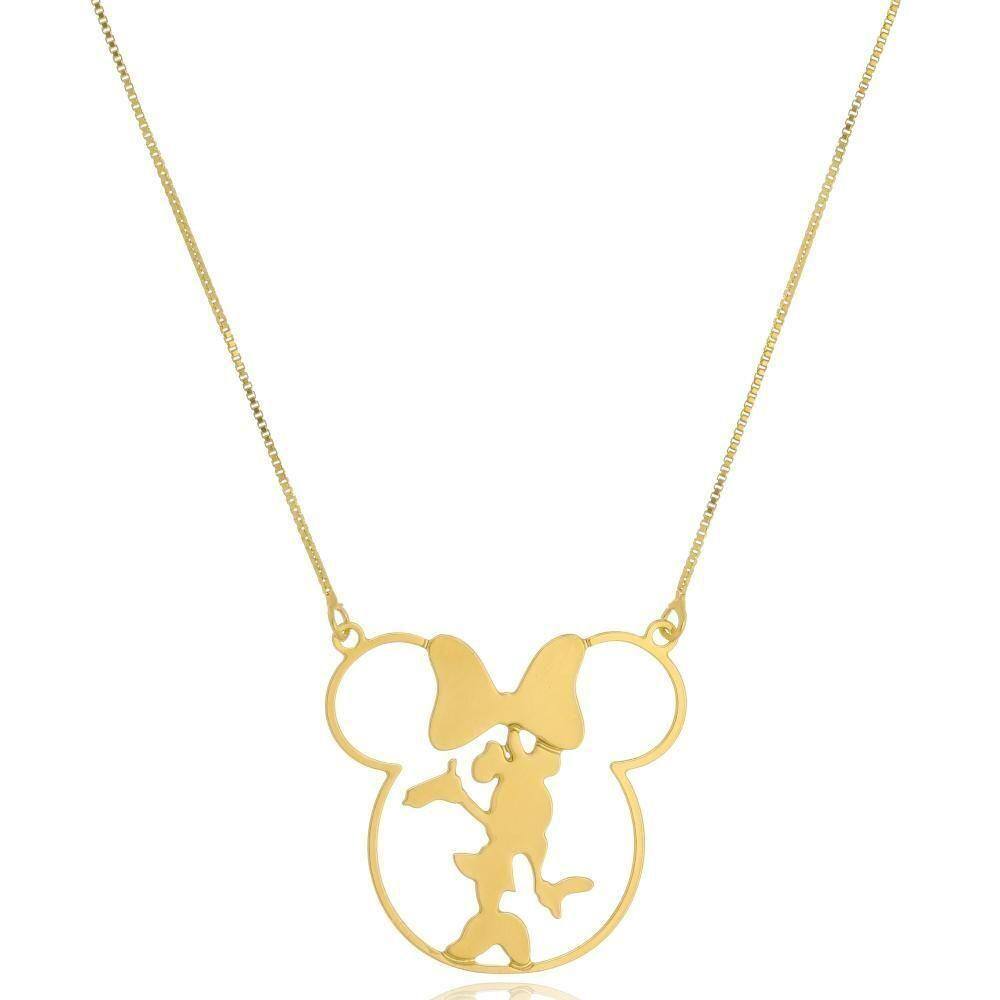Colar Personalizado Minnie No Meio Folheado Em Ouro 18k [f027]