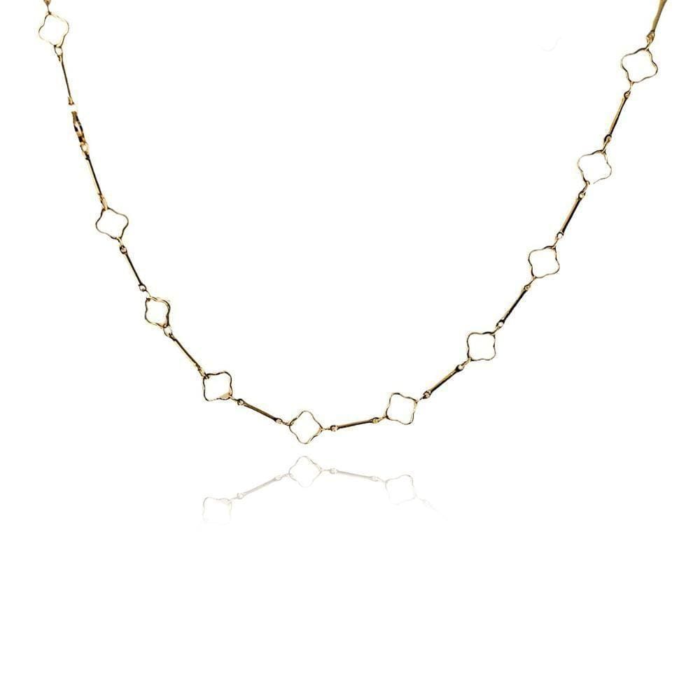 Colar Curto Flor Vazada Folheada Em Ouro 18k [f027]