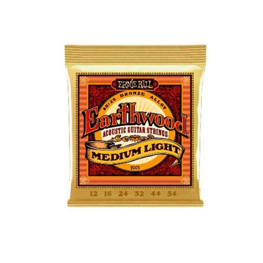 Encordoamento P-violão Aço Earthwood Media Leve 80-20 Bronze Ernie Ball 012&quot;-054&quot; P02003 [f108]