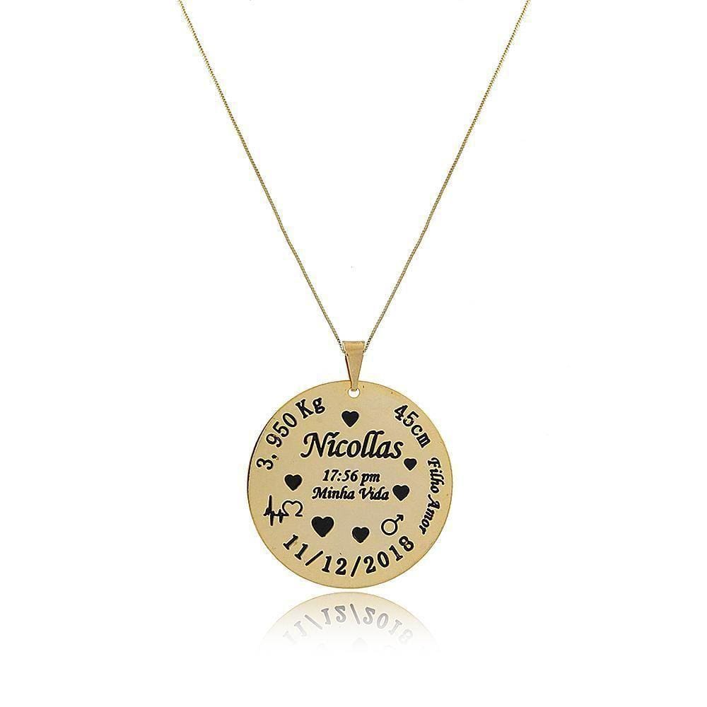 Colar Personalizado Dados Completos Nascimento [f027]