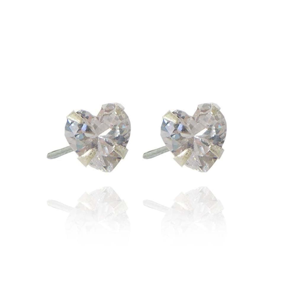 Brinco De Coração Grande Com Zircônia Em Prata 925 [f027]