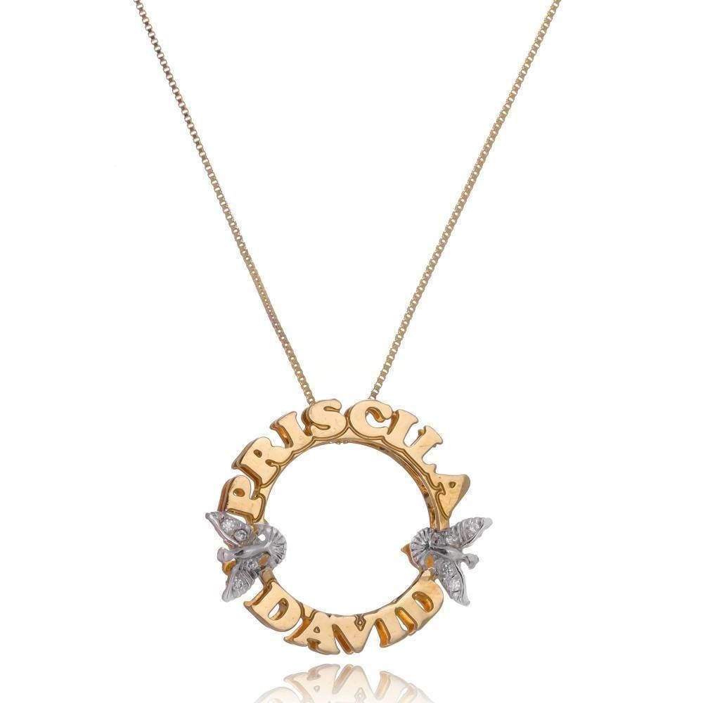 Colar Personalizado Mandala Nome E Espirito Santo Com Zircônia [f027]