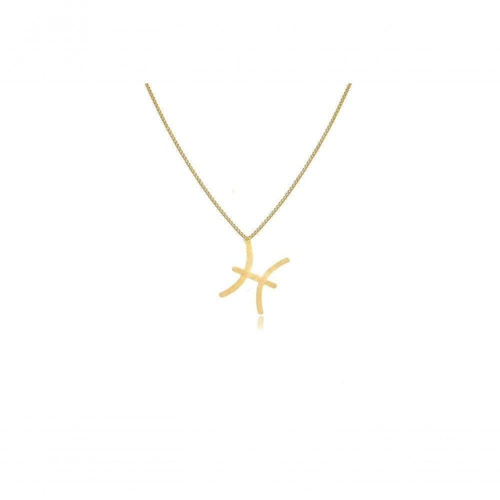 Colar Personalizado Signo De Peixes Folheado Em Ouro 18k [f027]