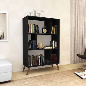 Estante para Livros com Nichos Retrô RT 3015 Movelbento Preto