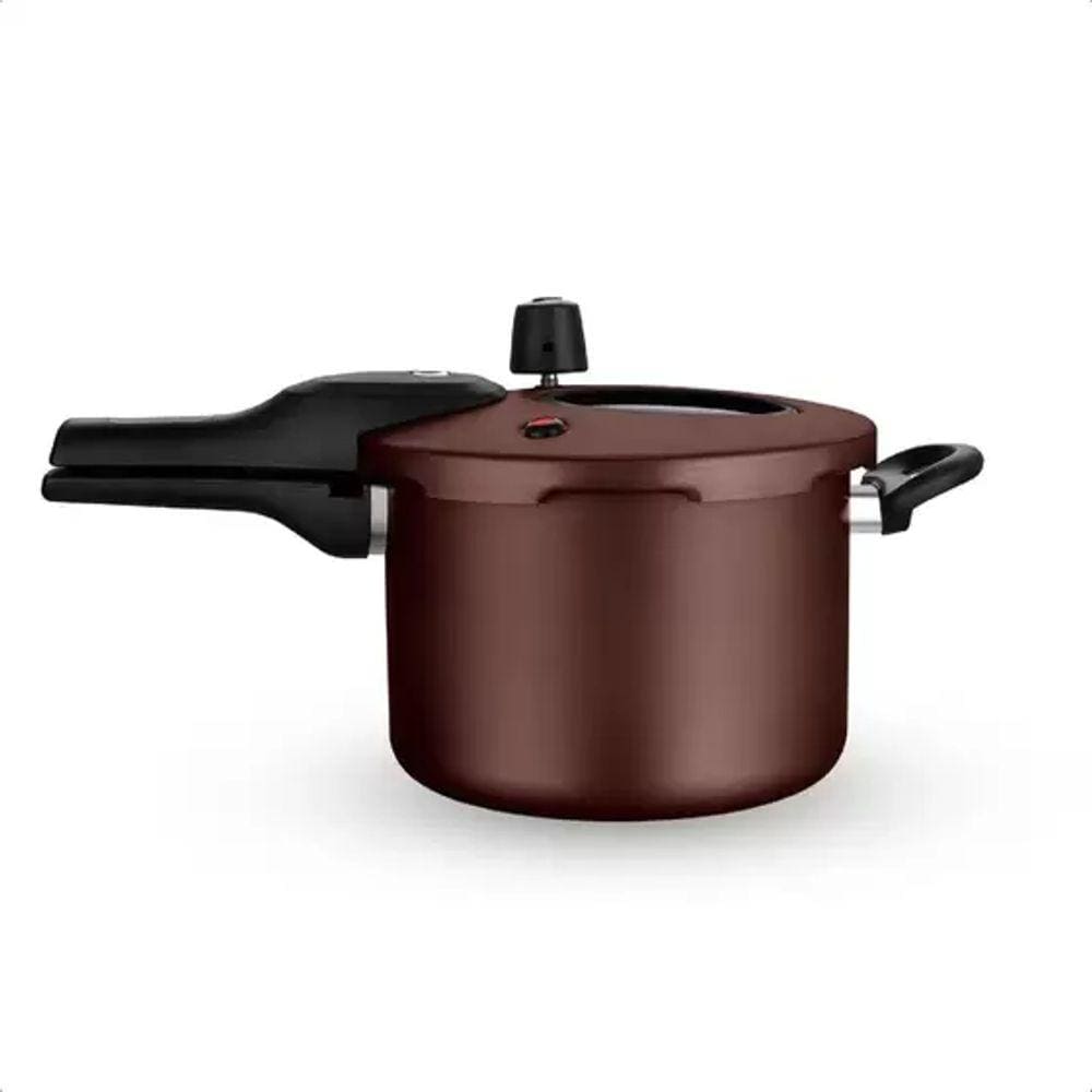 Panela De Pressão Com Visor 4,5 Litros Antiaderente Marrom Chocolate 7 Camadas Resistente MTA - 6603