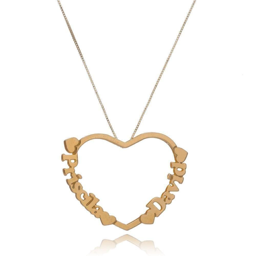 Colar Personalizado Mandala Coração Envolvido Com Nomes [f027]