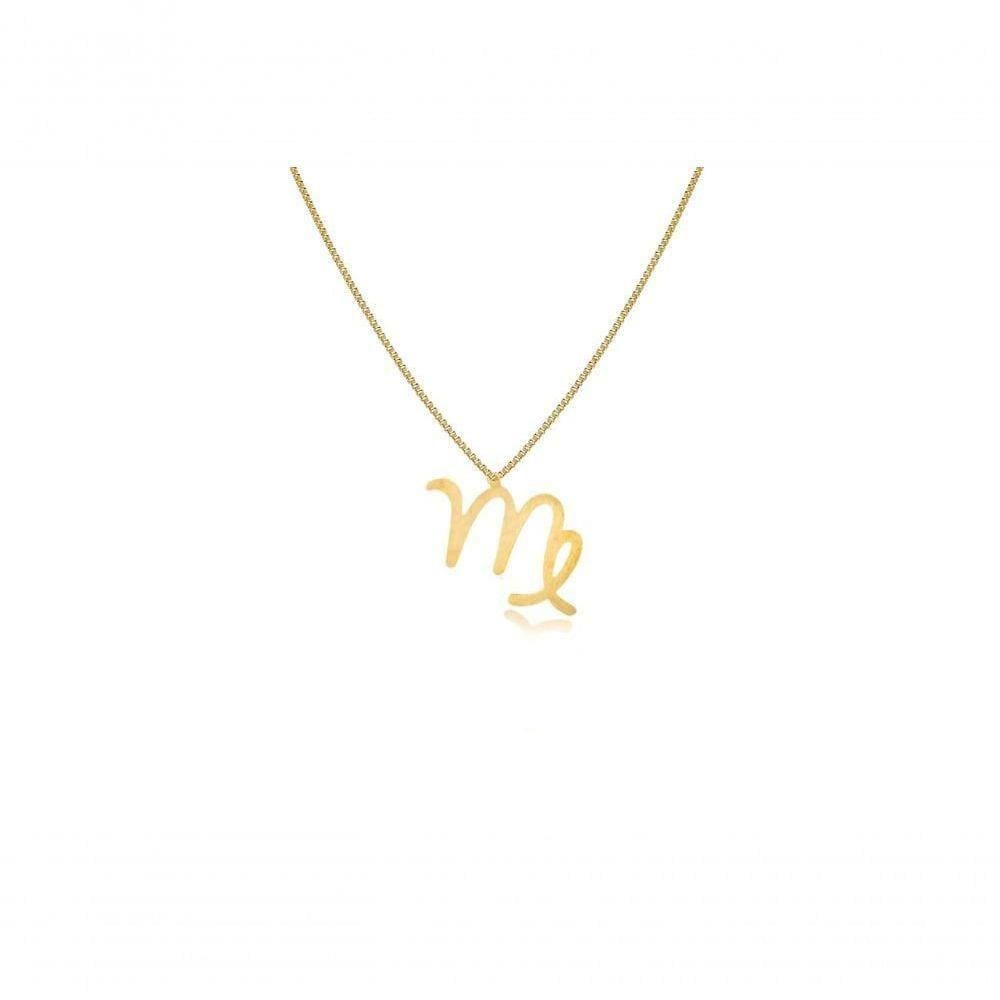 Colar Personalizado Signo De Virgem Folheado Em Ouro 18k [f027]