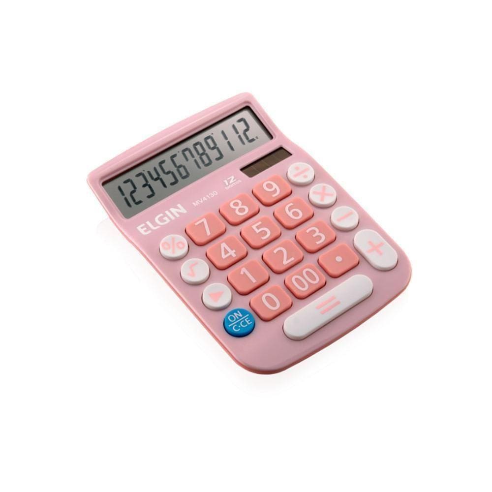 Calculadora De Mesa 12 Digitos Cor Rosa Mv-4130 Elgin [f108]