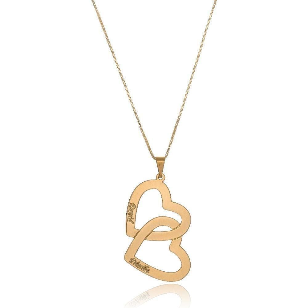 Colar Personalizado Corações Entrelaçados Folheado Ouro 18k [f027]