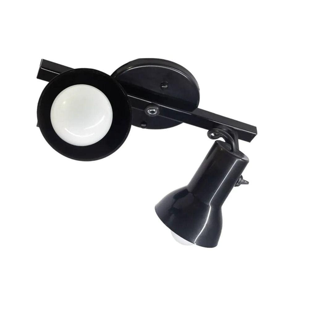 Spot Poli Trilho 2 Lâmpadas 19x13x30cm Preto