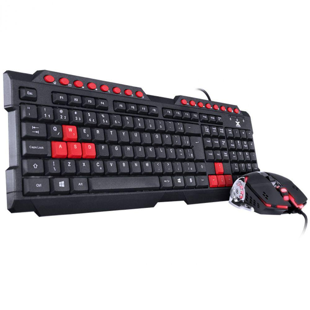 Combo Gamer C/Fio Vx Gaming Grifo-Teclado + Mouse 2400 Dpi Led Vermelho Usb Cabo 1.8 Metros –Vgc-01V
