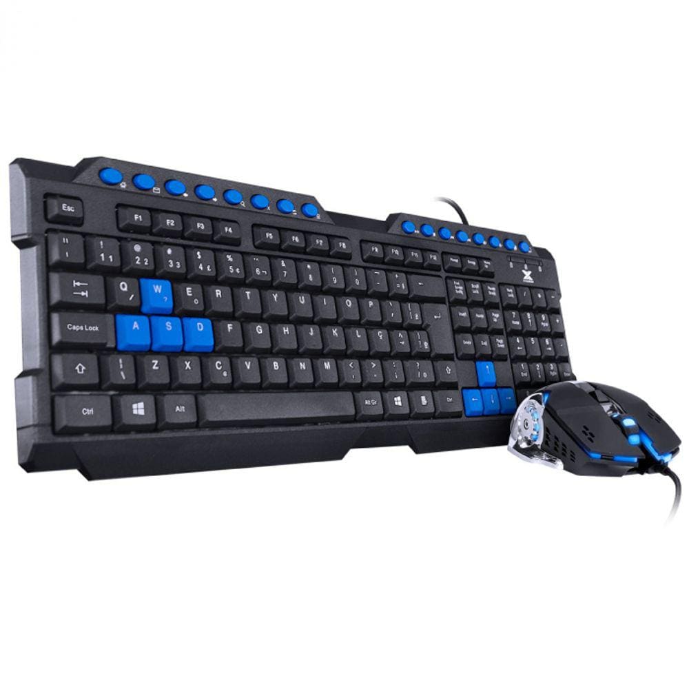Combo Gamer C/Fio Vx Gaming Grifo - Teclado + Mouse 2400 Dpi Led Azul Usb Cabo 1.8 Metros – Vgc-01A