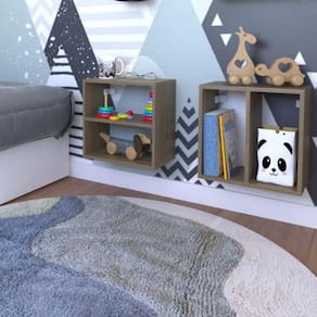 Conjunto 2 Nichos Prateleira para Quarto Infantil Bramov Móveis Carvalho