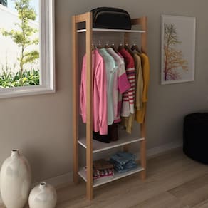 Armário Closet Aberto Az1029 Tecno Mobili Amêndoa/Branco