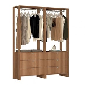 Closet Modulado 2 Peças 2 Cabideiros e 6 Gavetas Yes Nova Mobile Montana