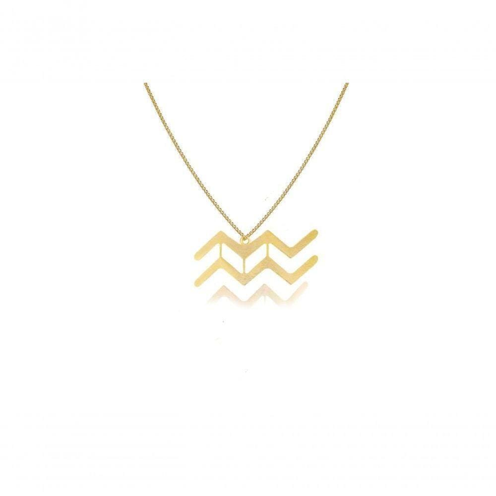 Colar Personalizado Signo De Aquário Folheado Em Ouro 18k [f027]