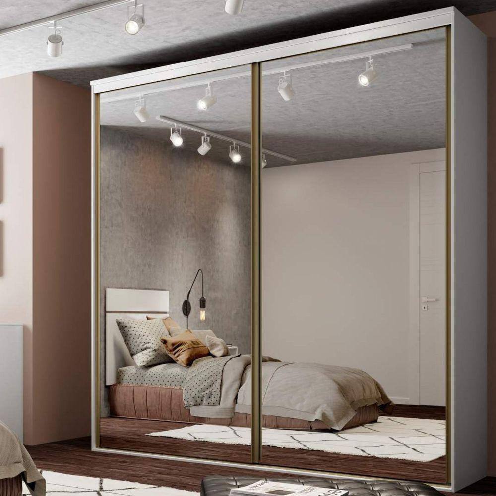 Guarda-Roupa Casal 2 Portas Espelhadas 207cm Luminum Branco