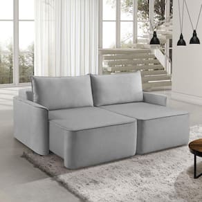 Sofá Retrátil 220cm 4 Lugares Moon 2323 Estofart Cinza