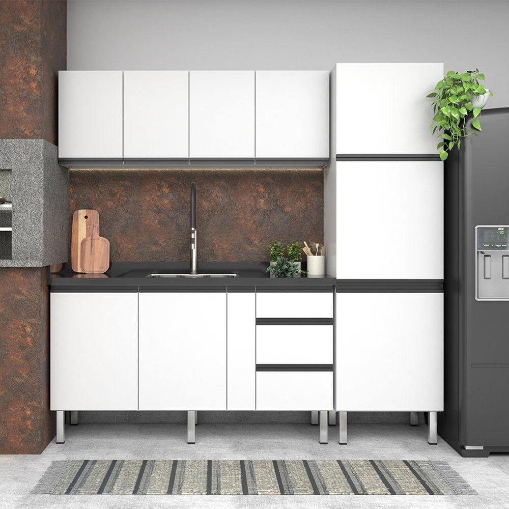 Armário Aéreo de Cozinha em Aço 160cm 3 Portas Gaia Cozimax Branco