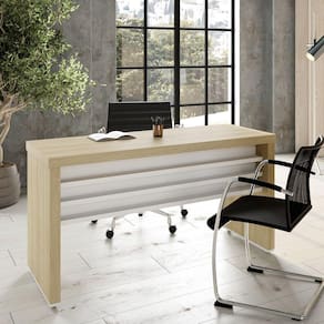 Mesa para Escritório 135cm Tamburato Elegante Executiva Charuto Artany Carvalho/Branco