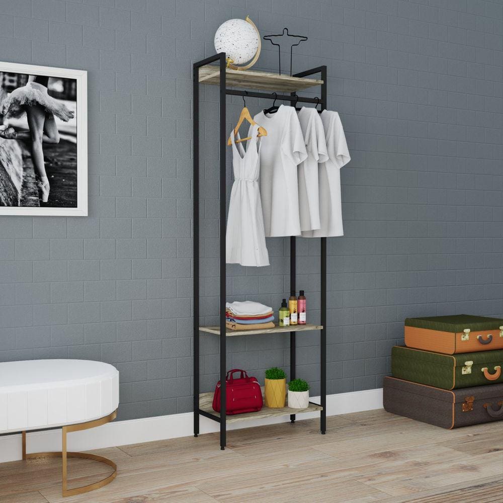 Estante Closet Arara 187x60cm 3 Prateleiras Active Yescasa Carvalho