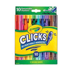 Marcadores laváveis de crayola com dicas retráteis, cliques, materiais escolares, marcadores de arte, 10 contagem