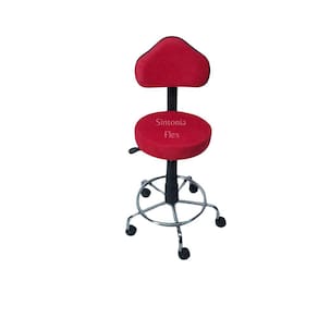 Cadeira secretaria Verona com regulagem de altura a gás - base de ferro e apoio para os pés cromada suede vermelho