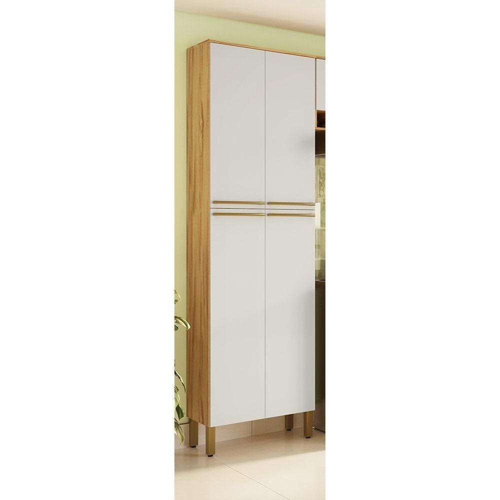 Paneleiro Duplo com 4 Portas 100% Mdf Itália Amêndoa/Off White