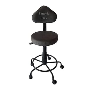 Cadeira Mocho Verona com regulagem de altura base de ferro com apoio de pés com rodízio suede cinza