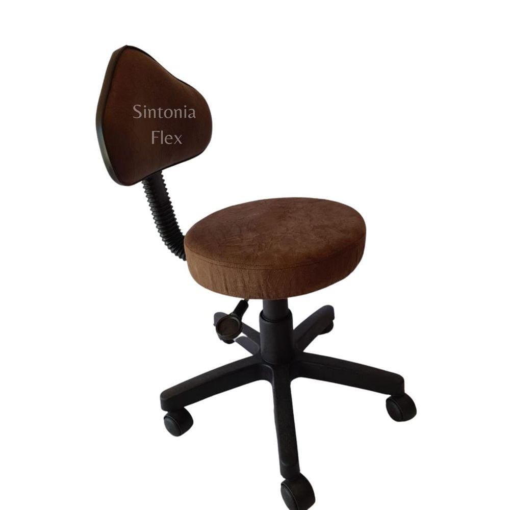 Cadeira Mocho Verona com regulagem de altura com base com rodízio suede marrom
