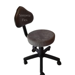 Cadeira Mocho Verona com regulagem de altura com base com rodízio suede cinza