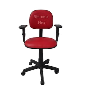 Cadeira secretaria com regulagem de altura a gás e braço regulagem corano vermelho