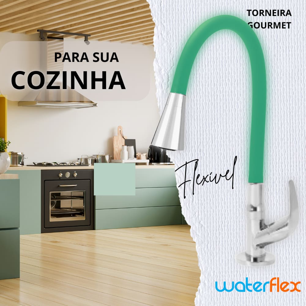Torneira de Cozinha Duplo Jato Verde Flexível Gourmet ABS Luxo Bancada